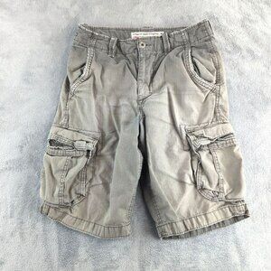 American Eagle Cargo Shorts Mens 30 Gray *FLAWED* Longer Length Ripstop Utility